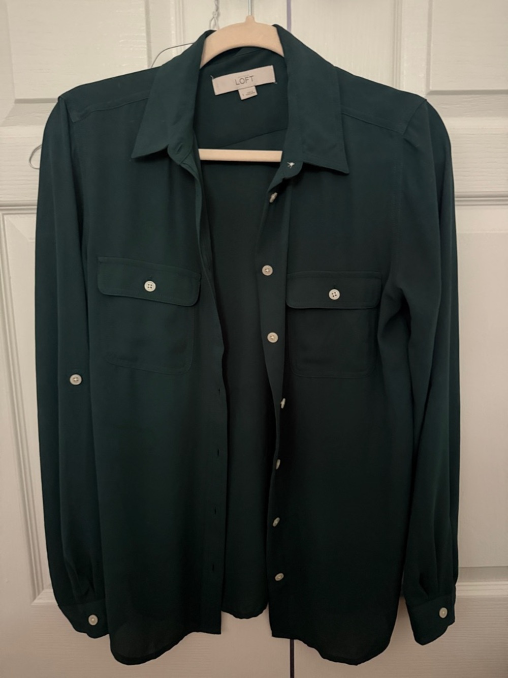 LOFT Dark green Utility Button-Down Shirt size S